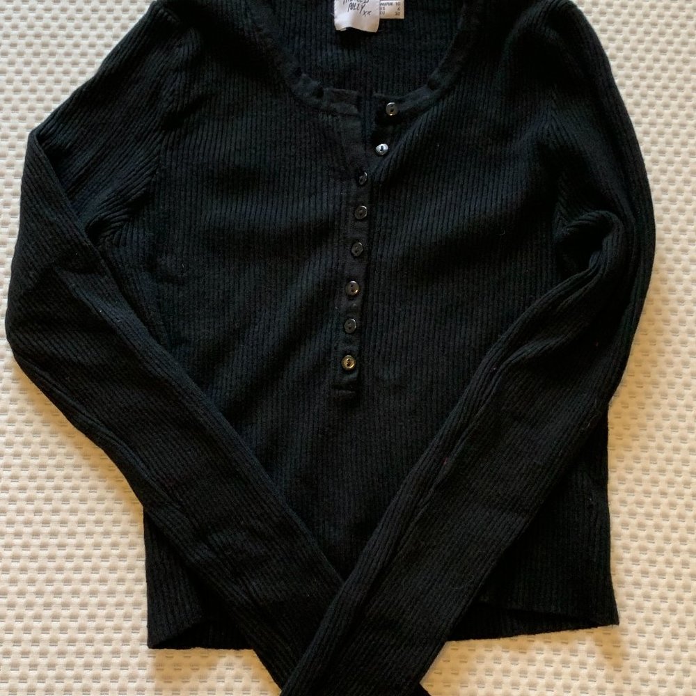Princess Polly Black Long Sleeve Crop Top Sweater Size 6